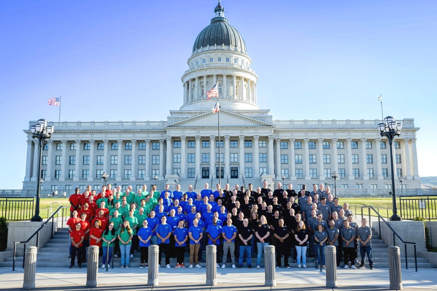 Participants of The Other Side Academy outside the state capitol